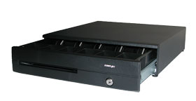 POSIFLEX, CASH DRAWER, CR6400, USB INTERFACE, 16.85IN X 18.11IN X 3.94IN, SCRATCH RESISTANT, BLACK, 8021 KEY ONLY